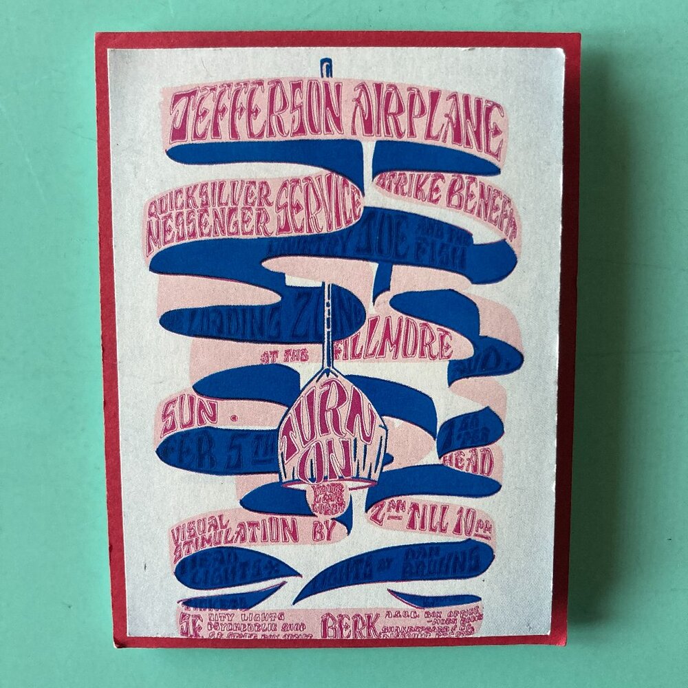 Jefferson Airplane Magnet 3-D Surface Very Good condition Fillmore Theme Words